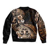 Aotearoa Kia Ora New Zealand Ta Moko Gold Version Sleeve Zip Bomber Jacket LT01 - Polynesian Pride