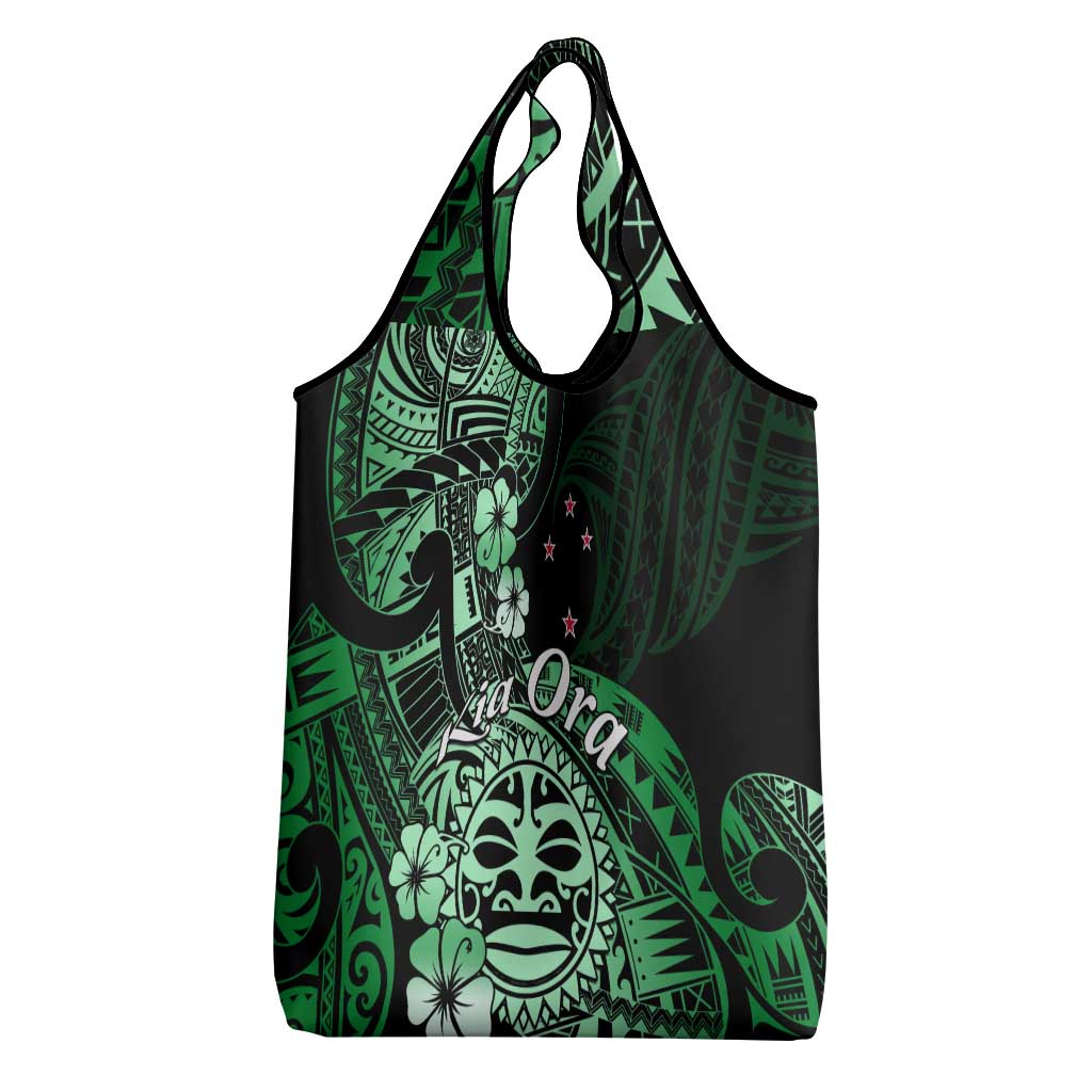 Aotearoa Kia Ora New Zealand Ta Moko Green Version Grocery Bag