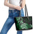 Aotearoa Kia Ora New Zealand Ta Moko Green Version Leather Tote Bag LT01 - Polynesian Pride