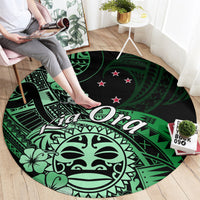 Aotearoa Kia Ora New Zealand Ta Moko Green Version Round Carpet LT01 - Polynesian Pride