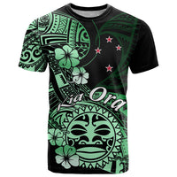 Aotearoa Kia Ora New Zealand Ta Moko Green Version T Shirt LT01 Green - Polynesian Pride