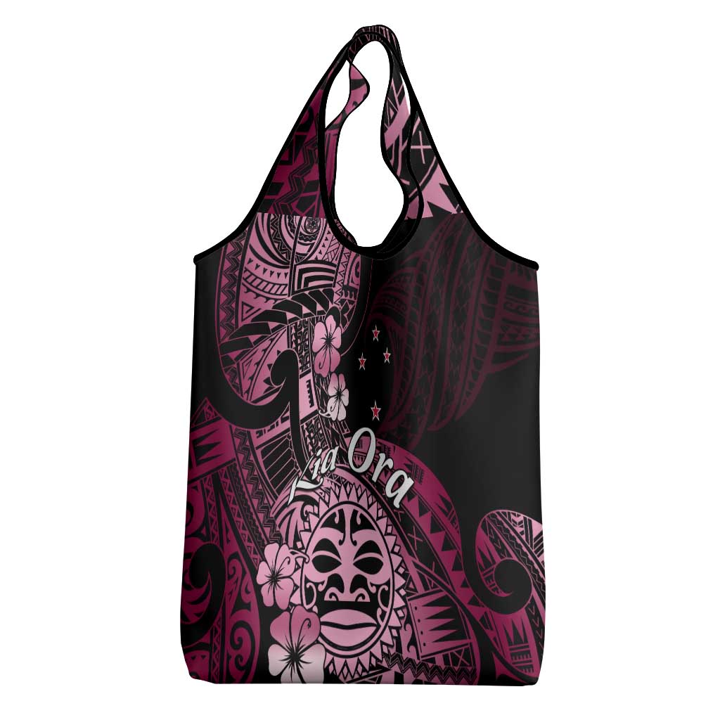 Aotearoa Kia Ora New Zealand Ta Moko Pink Version Grocery Bag