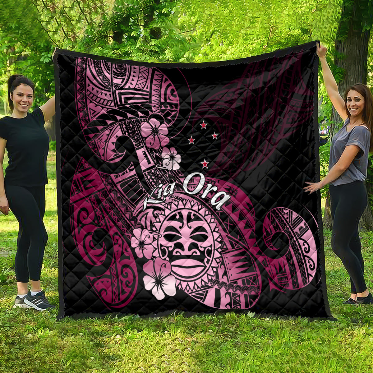Aotearoa Kia Ora New Zealand Ta Moko Pink Version Quilt LT01 - Polynesian Pride