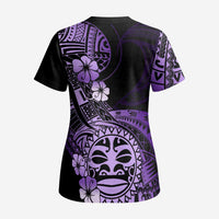 Aotearoa Kia Ora New Zealand Ta Moko Purple Version Scrub Top - Polynesian Pride