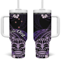 Aotearoa Kia Ora New Zealand Ta Moko Purple Version Tumbler With Handle