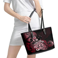 Aotearoa Kia Ora New Zealand Ta Moko Red Version Leather Tote Bag LT01 - Polynesian Pride