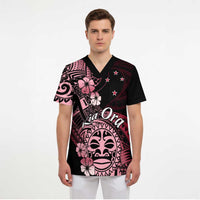 Aotearoa Kia Ora New Zealand Ta Moko Red Version Scrub Top - Polynesian Pride