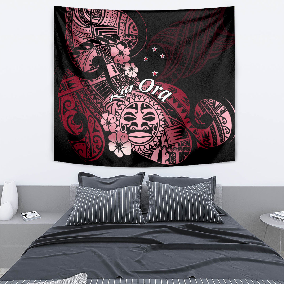 Aotearoa Kia Ora New Zealand Ta Moko Red Version Tapestry LT01 - Polynesian Pride