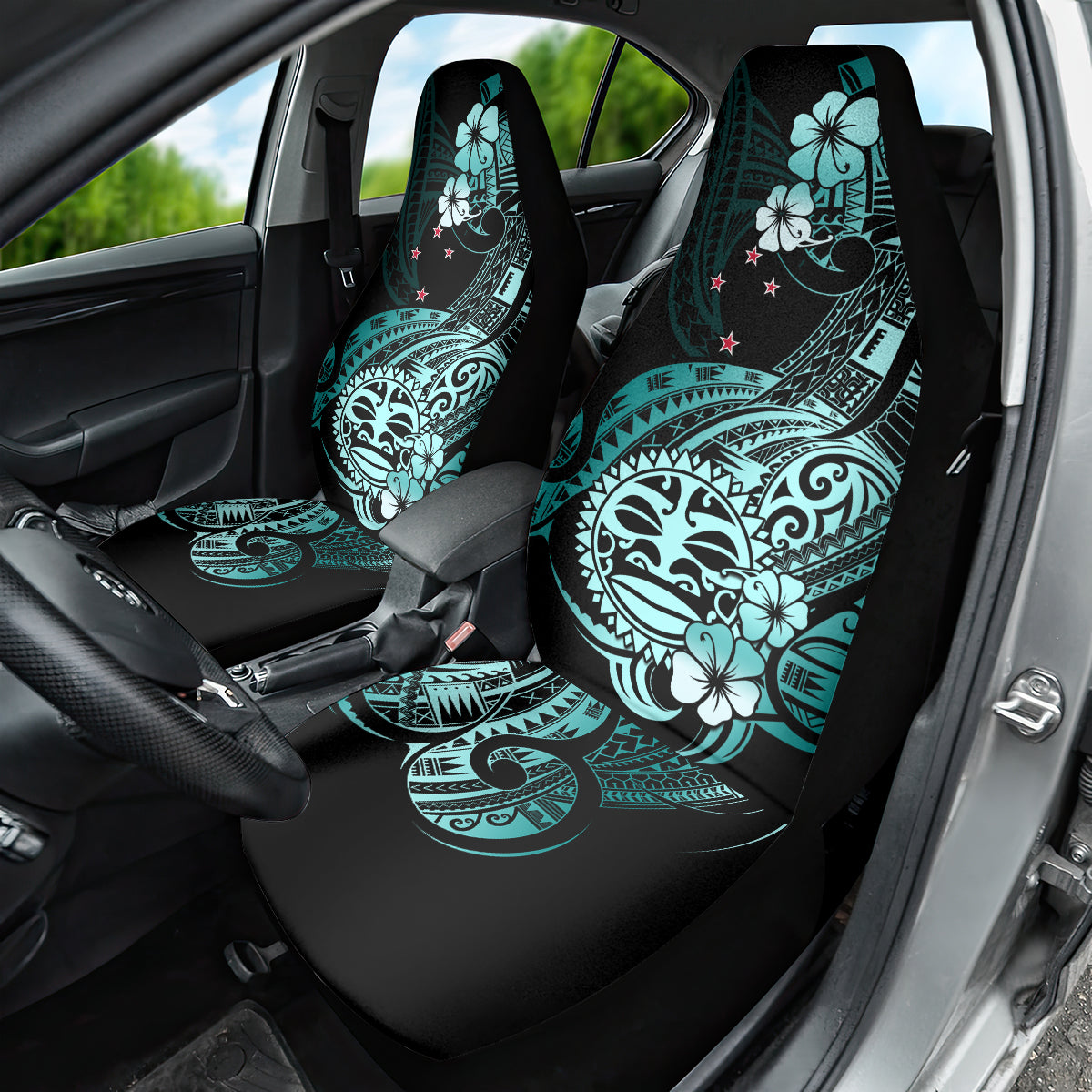 Aotearoa Kia Ora New Zealand Ta Moko Turquoise Version Car Seat Cover LT01 - Polynesian Pride