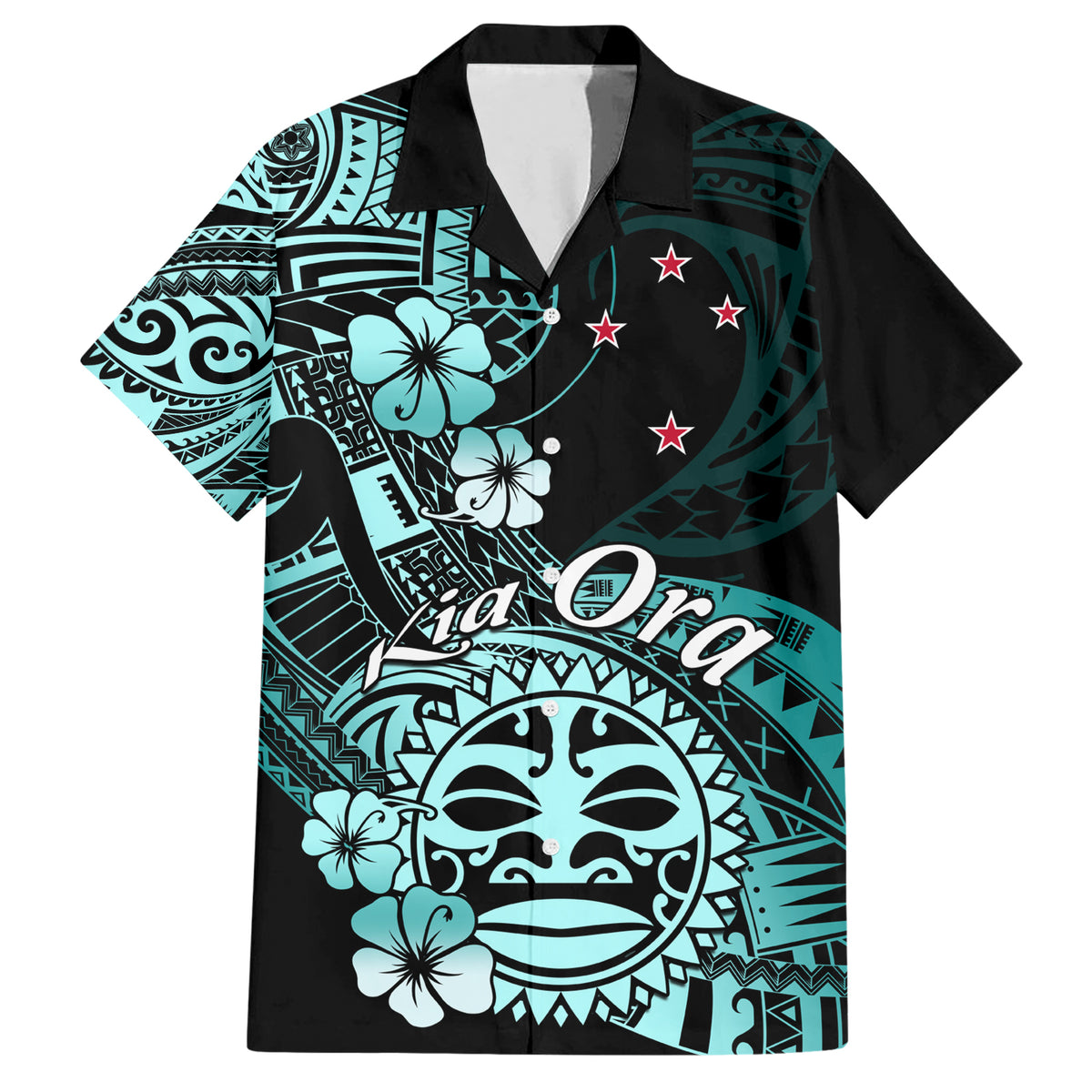 Aotearoa Kia Ora New Zealand Ta Moko Turquoise Version Hawaiian Shirt LT01 Turquoise - Polynesian Pride