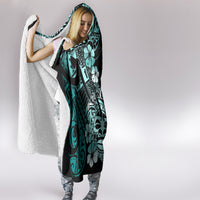 Aotearoa Kia Ora New Zealand Ta Moko Turquoise Version Hooded Blanket LT01 - Polynesian Pride