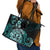 Aotearoa Kia Ora New Zealand Ta Moko Turquoise Version Leather Tote Bag LT01 - Polynesian Pride