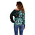Aotearoa Kia Ora New Zealand Ta Moko Turquoise Version Off Shoulder Sweater LT01 - Polynesian Pride