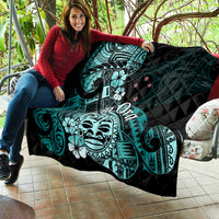 Aotearoa Kia Ora New Zealand Ta Moko Turquoise Version Quilt LT01 - Polynesian Pride