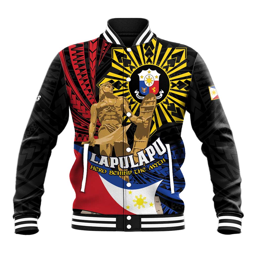 Personalized Lapulapu The First Filipino Hero Baseball Jacket Polynesian Pattern
