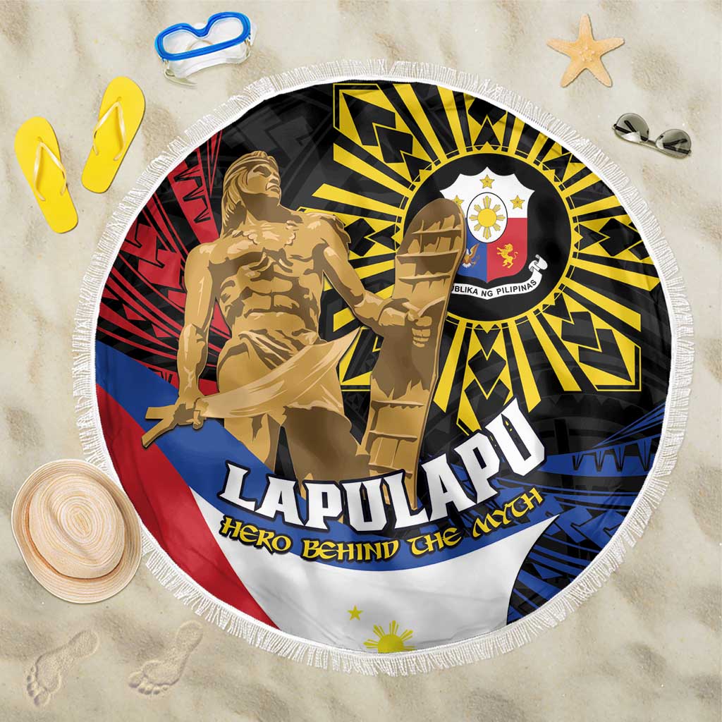 Lapulapu The First Filipino Hero Beach Blanket Polynesian Pattern
