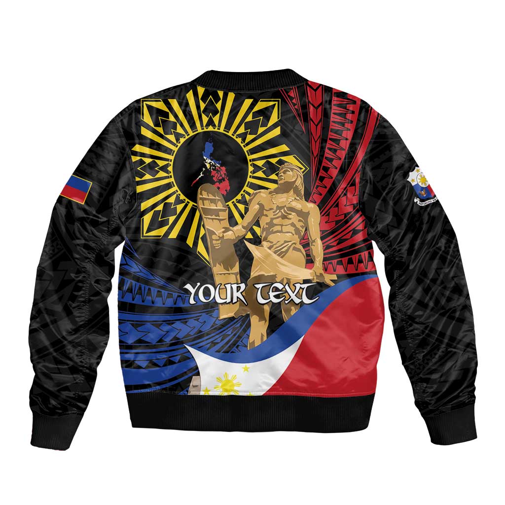 Personalized Lapulapu The First Filipino Hero Bomber Jacket Polynesian Pattern