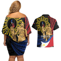 Personalized Lapulapu The First Filipino Hero Couples Matching Off Shoulder Short Dress and Hawaiian Shirt Polynesian Pattern