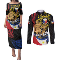 Personalized Lapulapu The First Filipino Hero Couples Matching Puletasi and Long Sleeve Button Shirt Polynesian Pattern