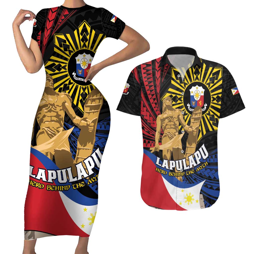 Personalized Lapulapu The First Filipino Hero Couples Matching Short Sleeve Bodycon Dress and Hawaiian Shirt Polynesian Pattern
