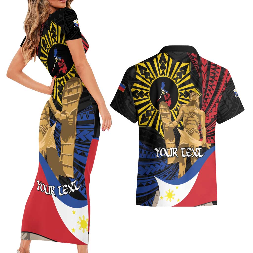 Personalized Lapulapu The First Filipino Hero Couples Matching Short Sleeve Bodycon Dress and Hawaiian Shirt Polynesian Pattern