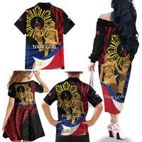 Personalized Lapulapu The First Filipino Hero Family Matching Off The Shoulder Long Sleeve Dress and Hawaiian Shirt Polynesian Pattern