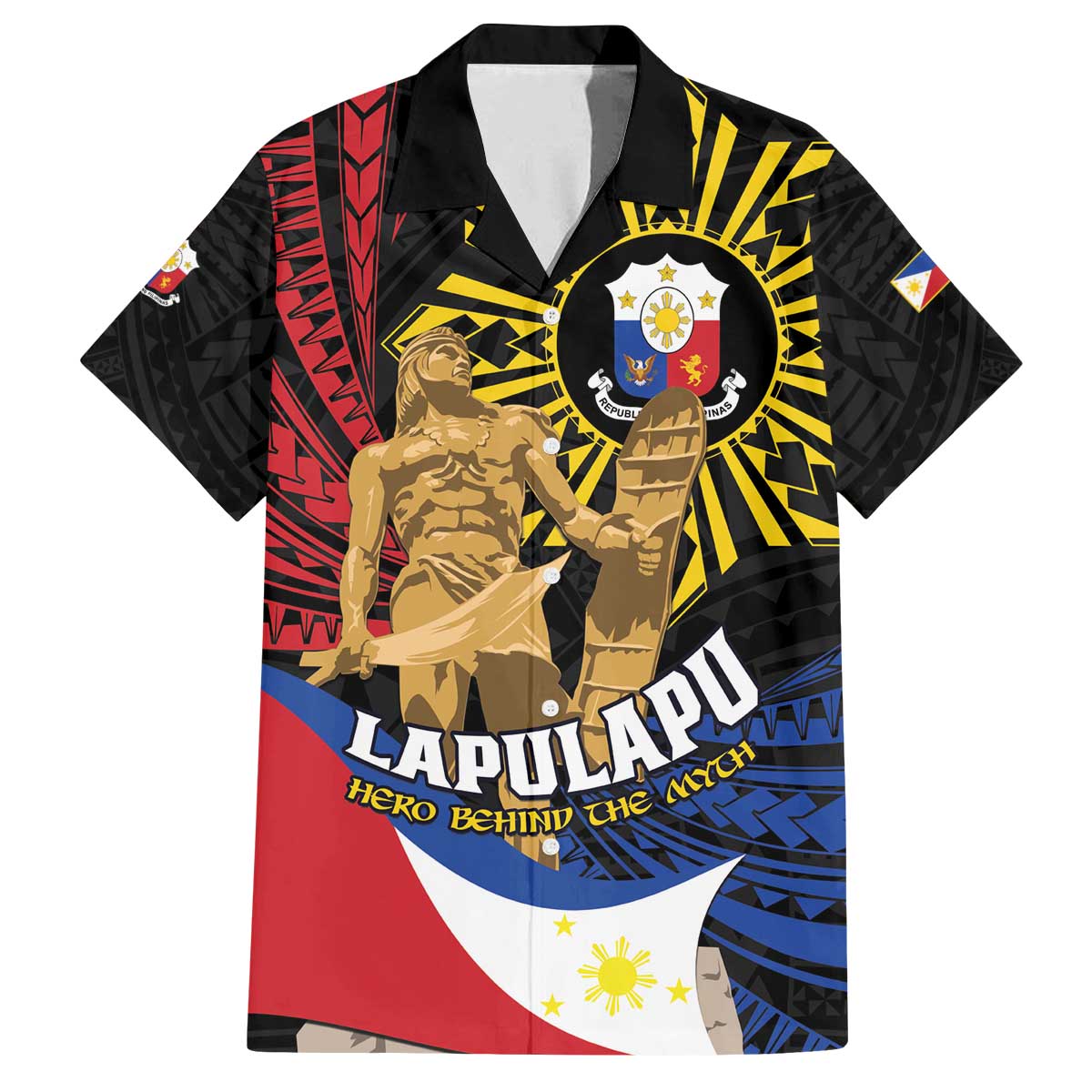 Personalized Lapulapu The First Filipino Hero Family Matching Off The Shoulder Long Sleeve Dress and Hawaiian Shirt Polynesian Pattern