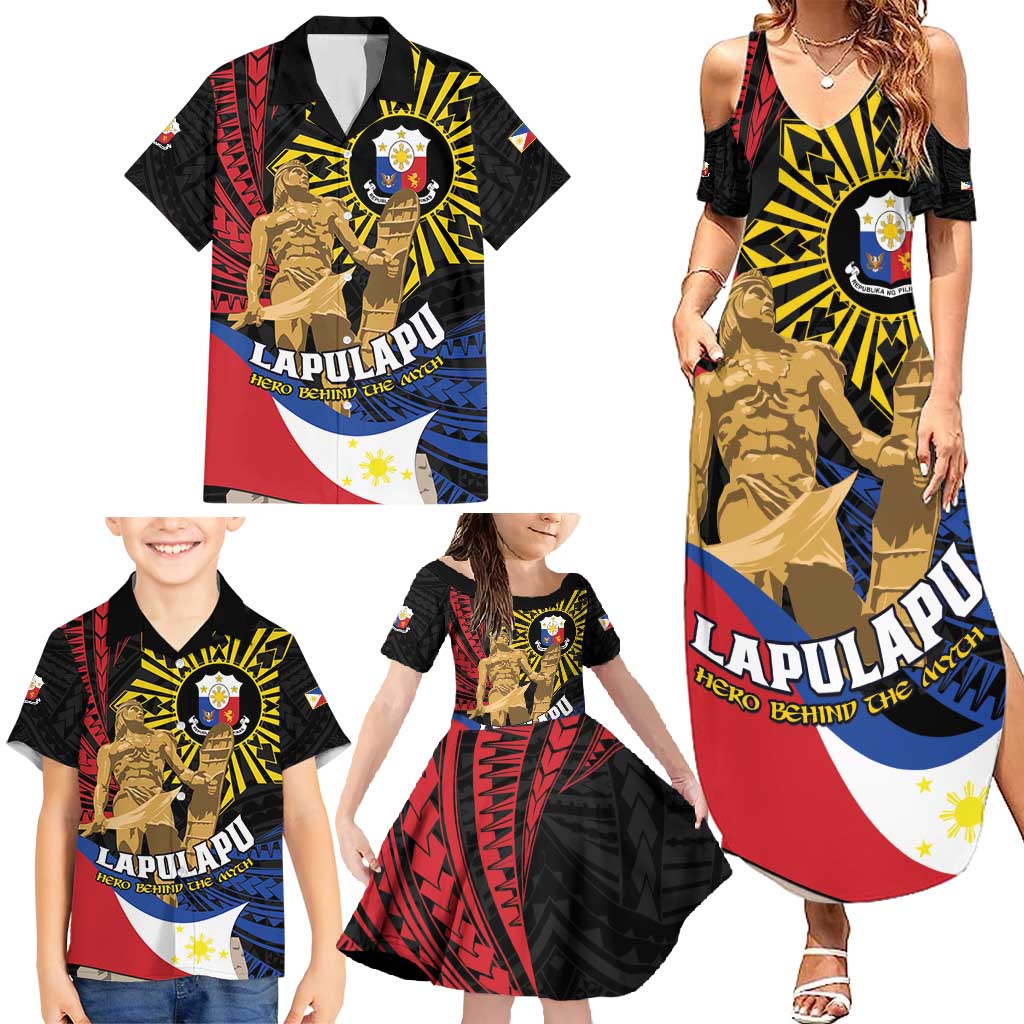 Personalized Lapulapu The First Filipino Hero Family Matching Summer Maxi Dress and Hawaiian Shirt Polynesian Pattern