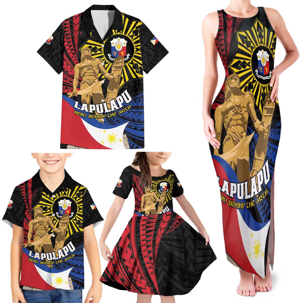 Personalized Lapulapu The First Filipino Hero Family Matching Tank Maxi Dress and Hawaiian Shirt Polynesian Pattern