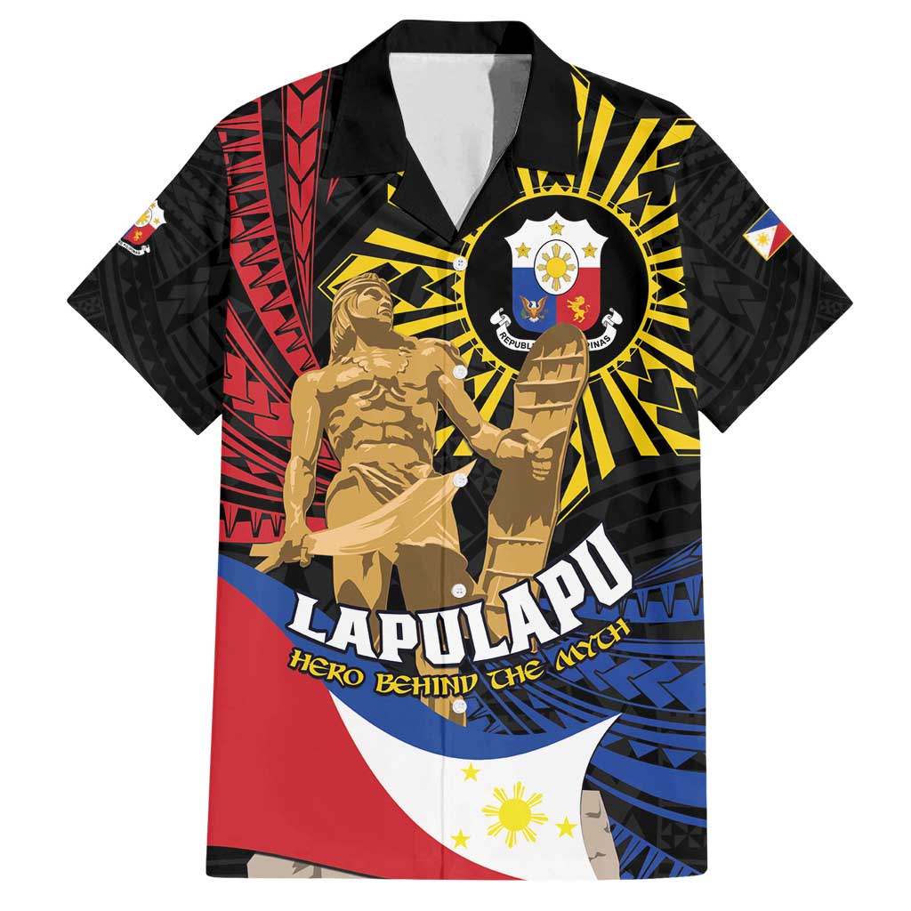 Personalized Lapulapu The First Filipino Hero Family Matching Tank Maxi Dress and Hawaiian Shirt Polynesian Pattern LT01 Dad's Shirt - Short Sleeve Black - Polynesian Pride