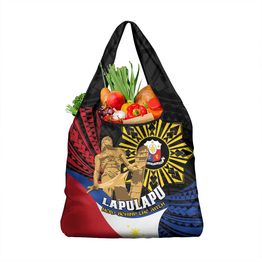 Lapulapu The First Filipino Hero Grocery Bag Polynesian Pattern
