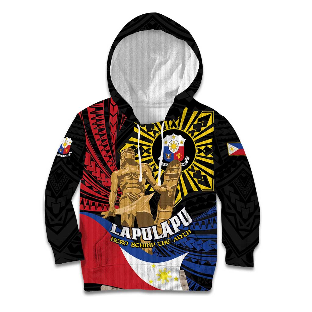 Personalized Lapulapu The First Filipino Hero Kid Hoodie Polynesian Pattern