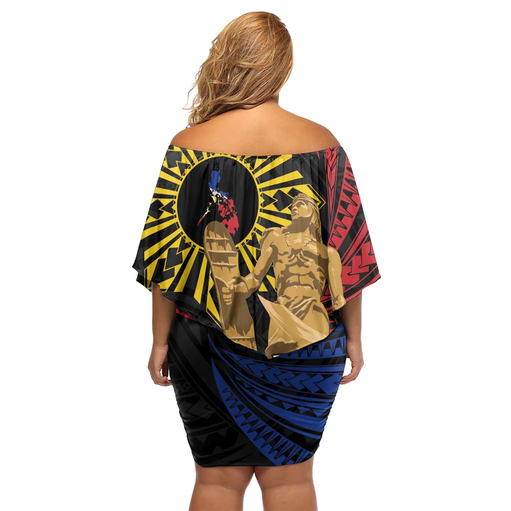 Personalized Lapulapu The First Filipino Hero Off Shoulder Short Dress Polynesian Pattern