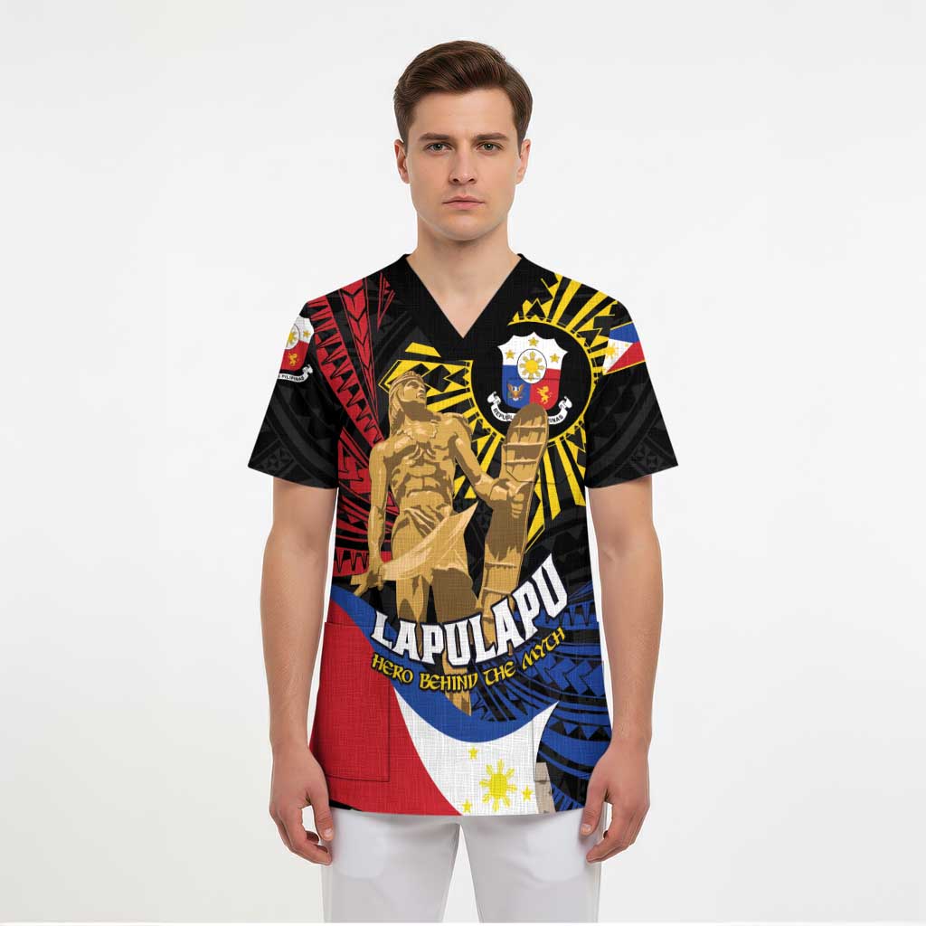 Personalized Lapulapu The First Filipino Hero Scrub Top Polynesian Pattern - Polynesian Pride