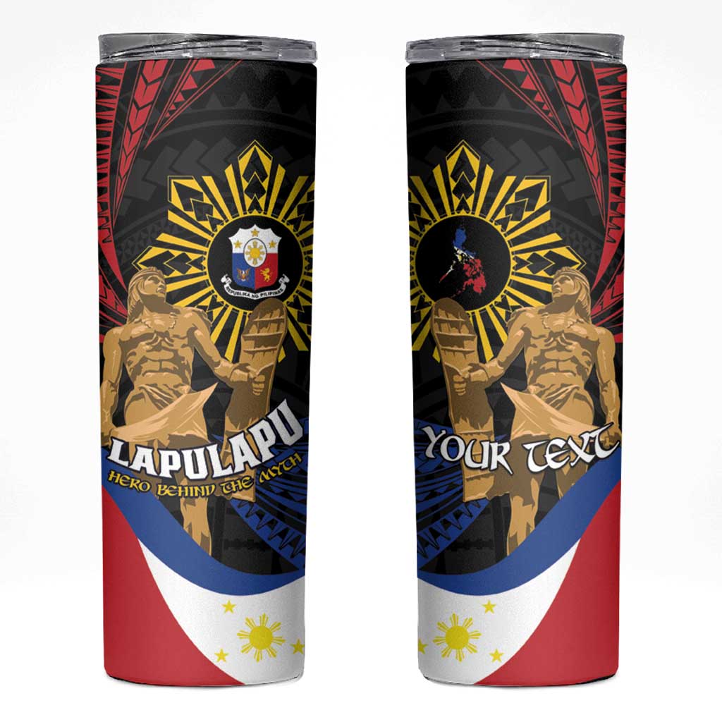 Personalized Lapulapu The First Filipino Hero Skinny Tumbler Polynesian Pattern