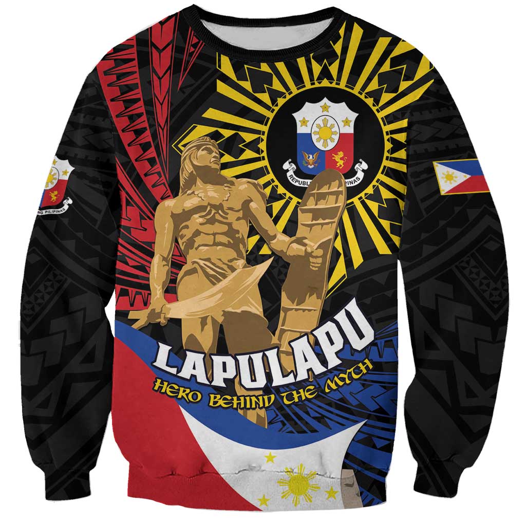 Personalized Lapulapu The First Filipino Hero Sweatshirt Polynesian Pattern