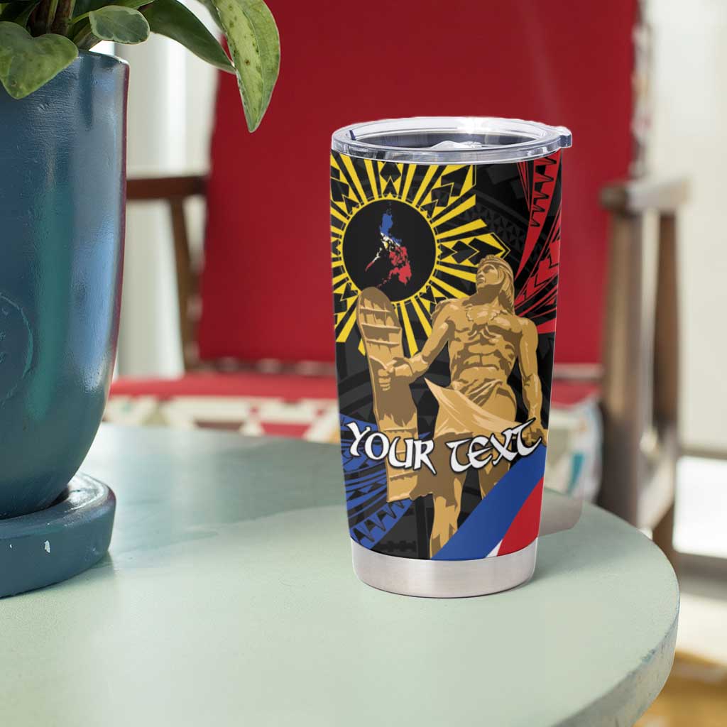 Personalized Lapulapu The First Filipino Hero Tumbler Cup Polynesian Pattern