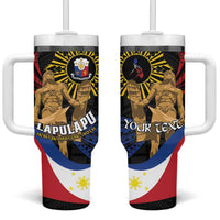 Personalized Lapulapu The First Filipino Hero Tumbler With Handle Polynesian Pattern