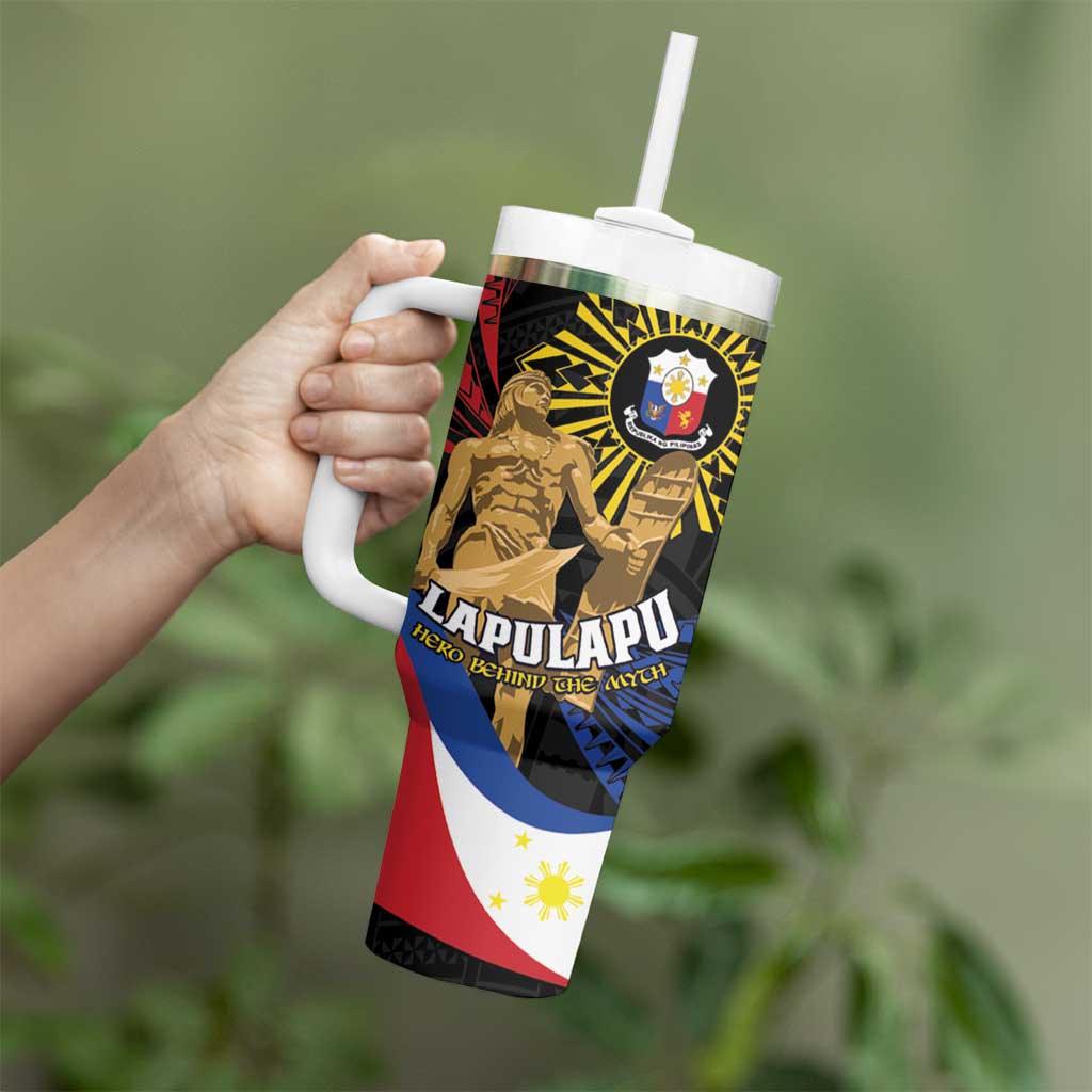 Personalized Lapulapu The First Filipino Hero Tumbler With Handle Polynesian Pattern