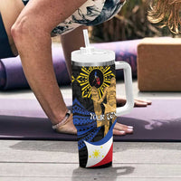 Personalized Lapulapu The First Filipino Hero Tumbler With Handle Polynesian Pattern