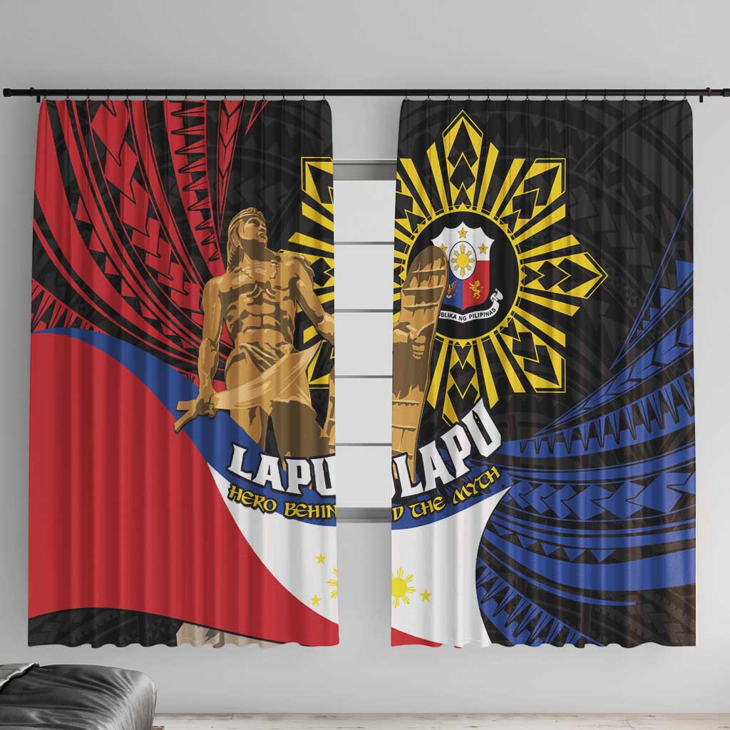 Lapulapu The First Filipino Hero Window Curtain Polynesian Pattern LT01 With Hooks Black - Polynesian Pride