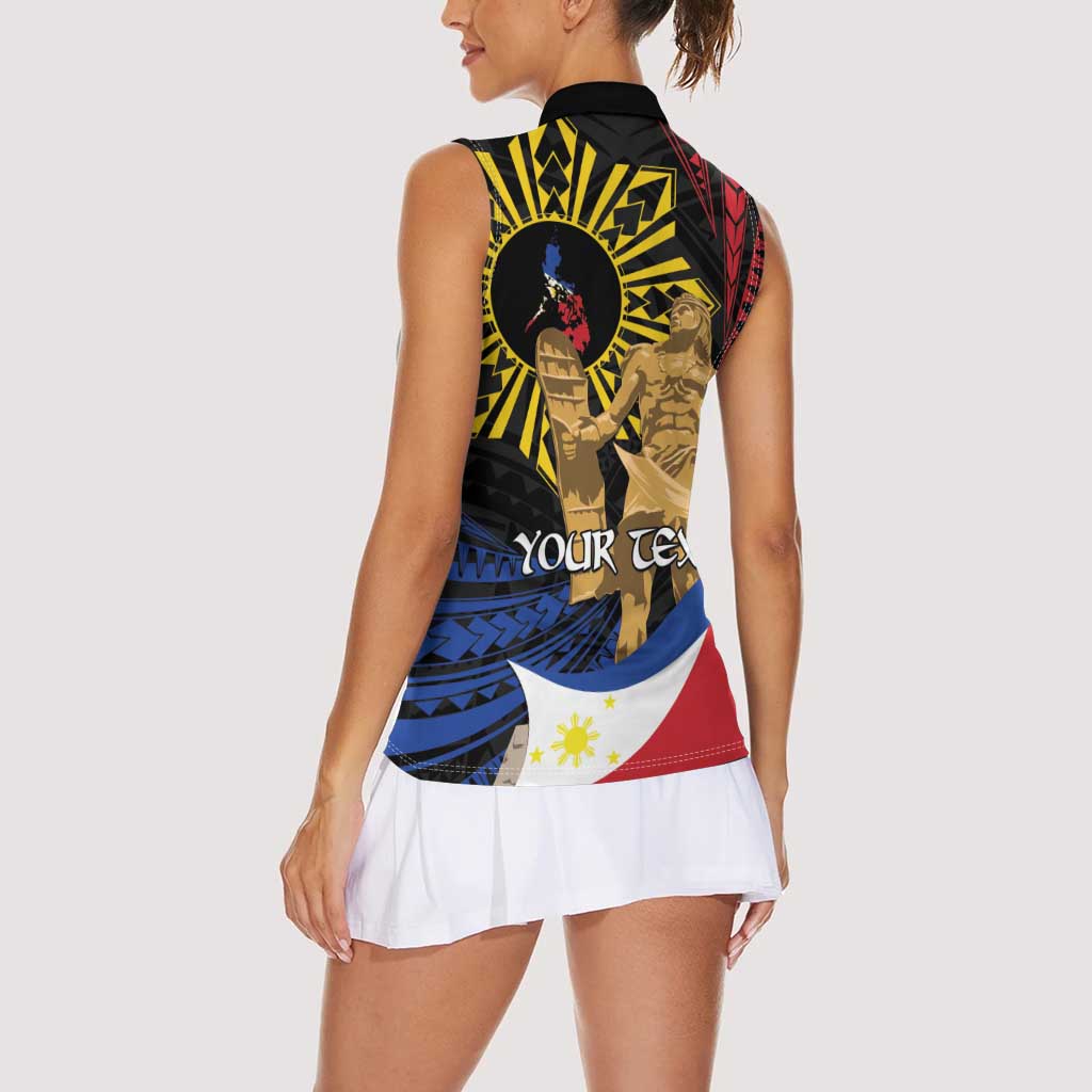 Personalized Lapulapu The First Filipino Hero Women Sleeveless Polo Shirt Polynesian Pattern