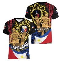Personalized Lapulapu The First Filipino Hero Women V-Neck T-Shirt Polynesian Pattern