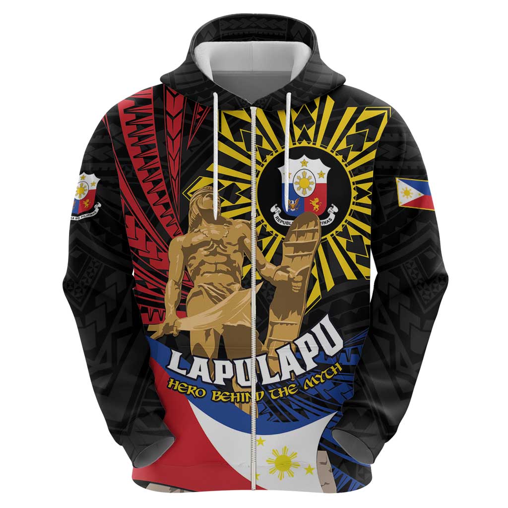 Personalized Lapulapu The First Filipino Hero Zip Hoodie Polynesian Pattern LT01 - Polynesian Pride