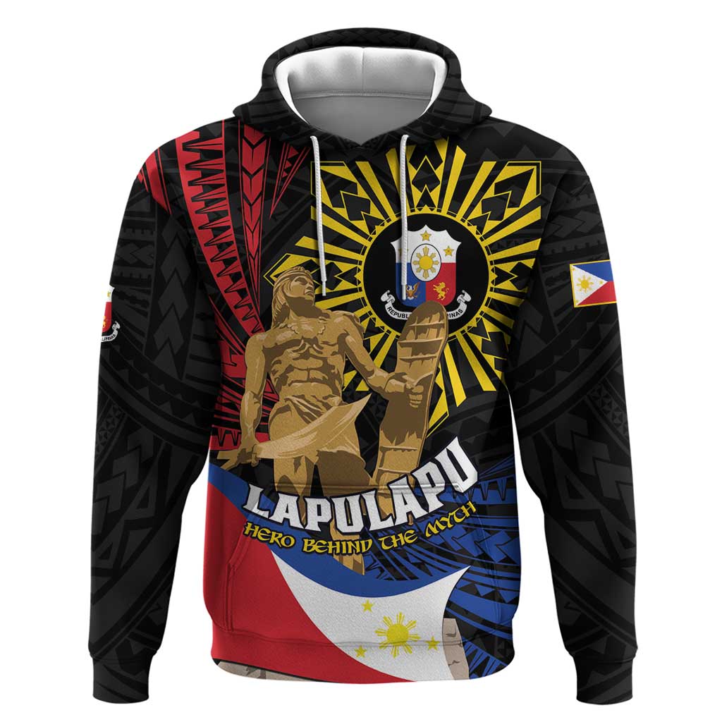 Personalized Lapulapu The First Filipino Hero Zip Hoodie Polynesian Pattern LT01 Pullover Hoodie Black - Polynesian Pride