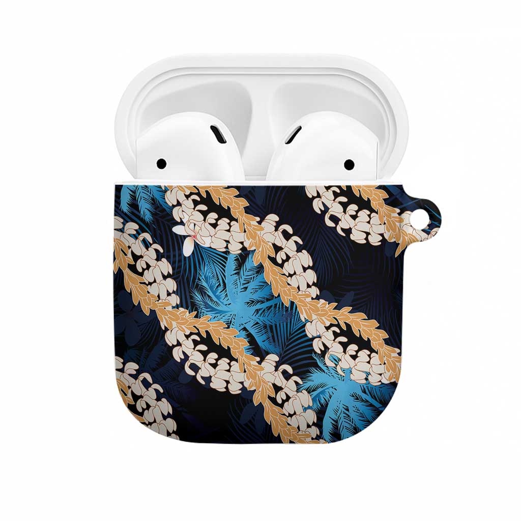 Puakenikeni Maile Lei AirPods Case Frangipani Blue Tropical Leaves LT01 Blue - Polynesian Pride