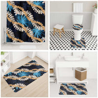 Puakenikeni Maile Lei Bathroom Set Frangipani Blue Tropical Leaves