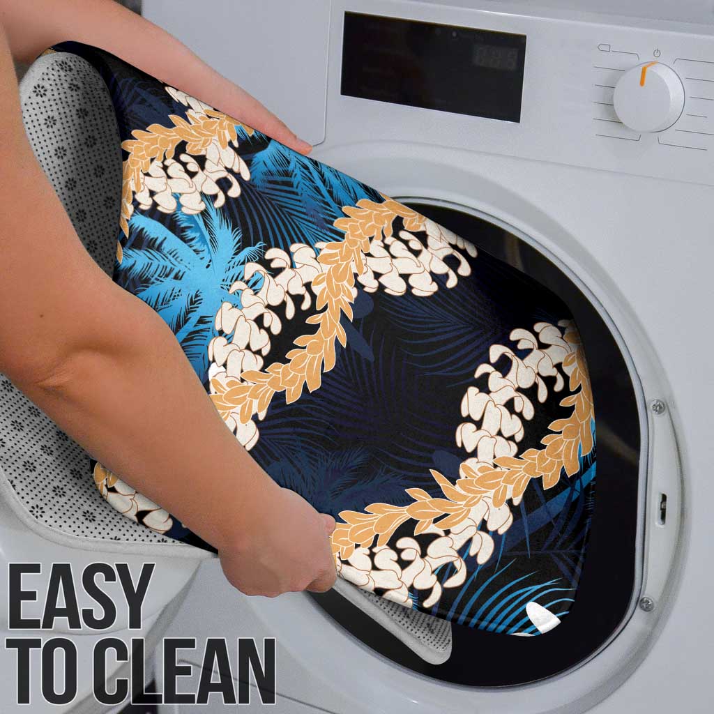 Puakenikeni Maile Lei Bathroom Set Frangipani Blue Tropical Leaves