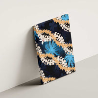 Puakenikeni Maile Lei Canvas Wall Art Frangipani Blue Tropical Leaves