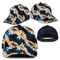 Puakenikeni Maile Lei Classic Cap Frangipani Blue Tropical Leaves LT01 - Polynesian Pride